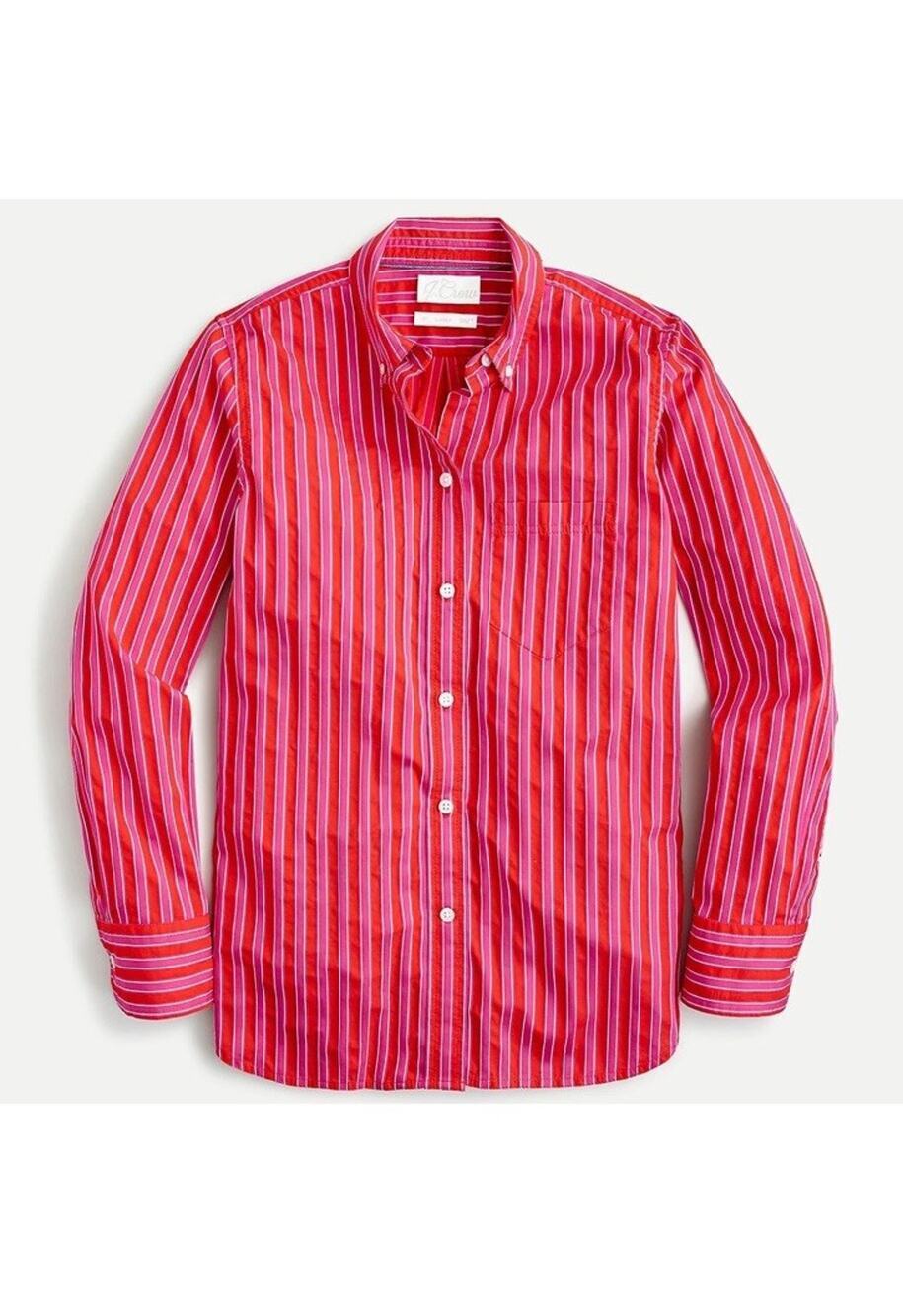 NWT J. Crew Womens Button Down Shirt Classic Fit Textured Stripe 4 Pink Red